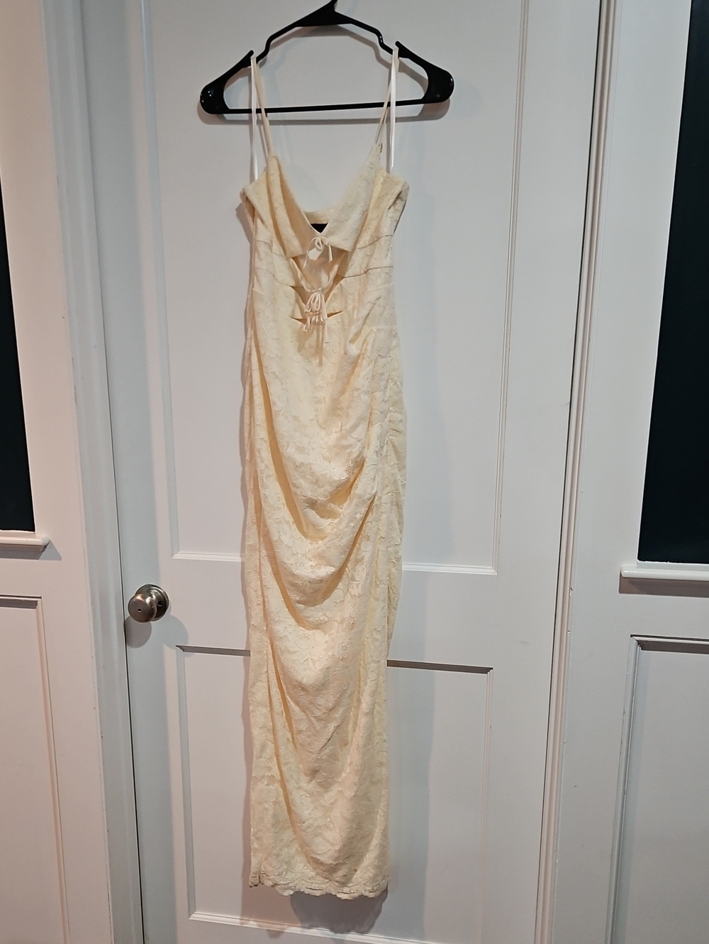 MAJORELLE Cream Lace Maxi Dress with Tie Front